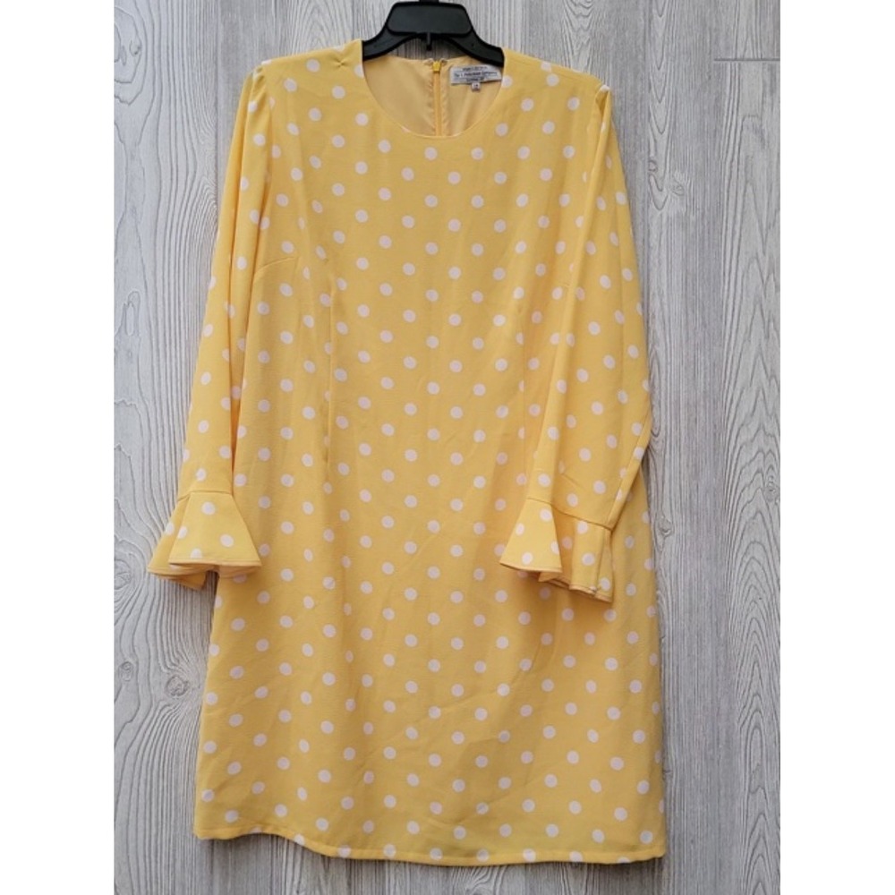 NWOT J Peterman 18 Yellow Polka Dot Dress